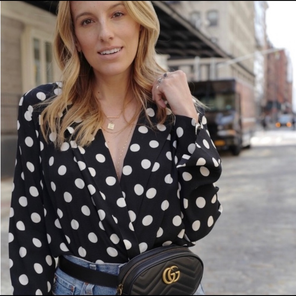 Zara Black & White Large Polka Dot Bodysuit Sz S